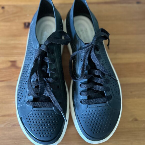 Crocs CitiLane Roka Court Sneakers Ventilated Black with White Trim Mens Size 7 - Picture 5 of 9